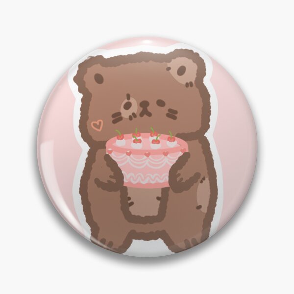 Item preview, Kawaii teddy bear with cake, Cake anyone, anyone want cake, let them eat cake, bear with cake, bear cake, brown bear, bear with stiches, pink teddy bear, teddy bear picnic, kawaii cake designed and sold by TeddyBearPicnic.