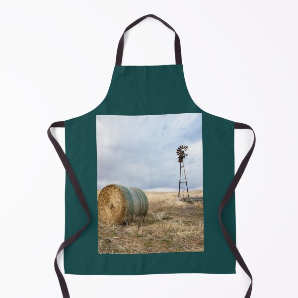 Item preview, Prairie Life - Old Windmill and Round Hay Bale on Autumn Day in Oklahoma Graphic  designed and sold by hahakilka55.