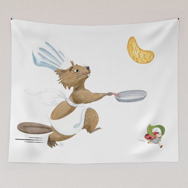 Item preview, beaver making pancakes designed and sold by Iris Créa.
