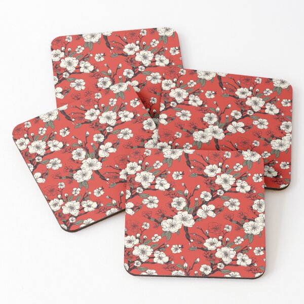 Item preview, Red and White Japanese Cherry Blossoms Sakura Pattern designed and sold by StudioTokyo.