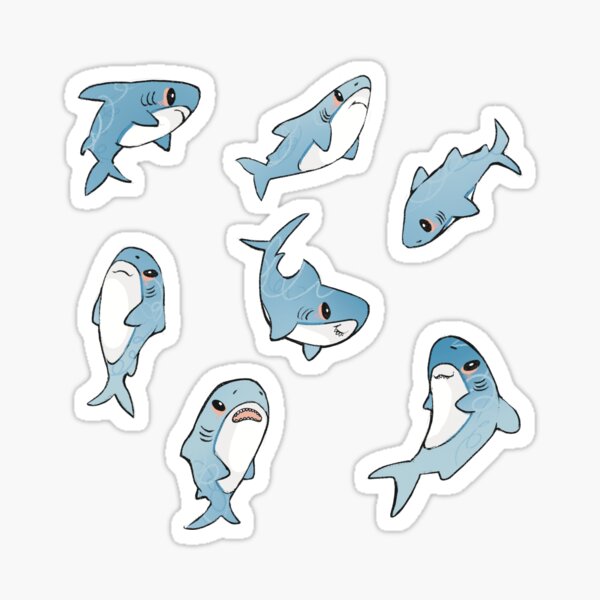 Set of 50 Japanese stickers, Kawaii Shark Stickers-SAME