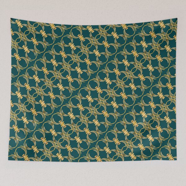 Item preview, Golden bows on dark green designed and sold by mixMixtli.