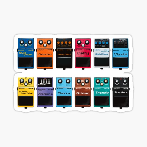 BOSS Pedals DS-1, SD-1, BD-2, HM-2, DM-2, DD-3, Dimension C, Slow Gear |  Poster