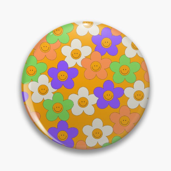 Item preview, Orange Smiley Flowers designed and sold by crookkeddesigns.