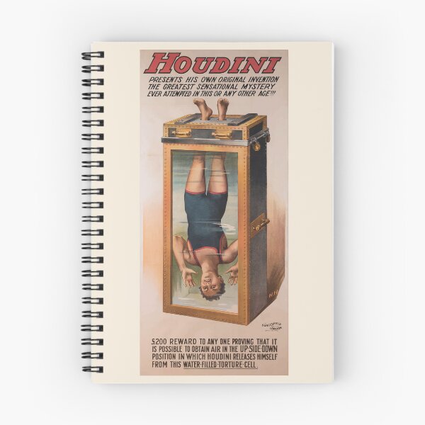 Item preview, Houdini's Upside Down Water Torture trick. Vintage poster. designed and sold by monsterplanet.