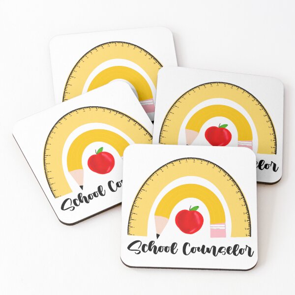 Item preview, School Counselor With a Curved Yellow School Pencil and Ruler and Red Apple designed and sold by SMillustrations.