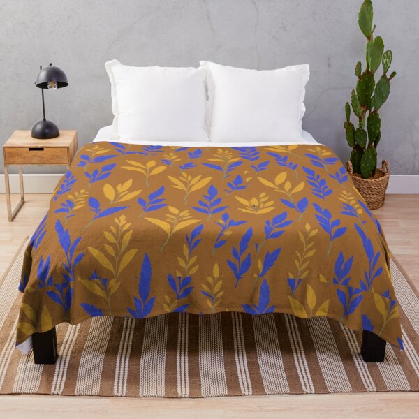 Item preview, Larkspur Saffron Meadow Throw Blanket, Flower Throw Blanket designed and sold by Customize Shirts.