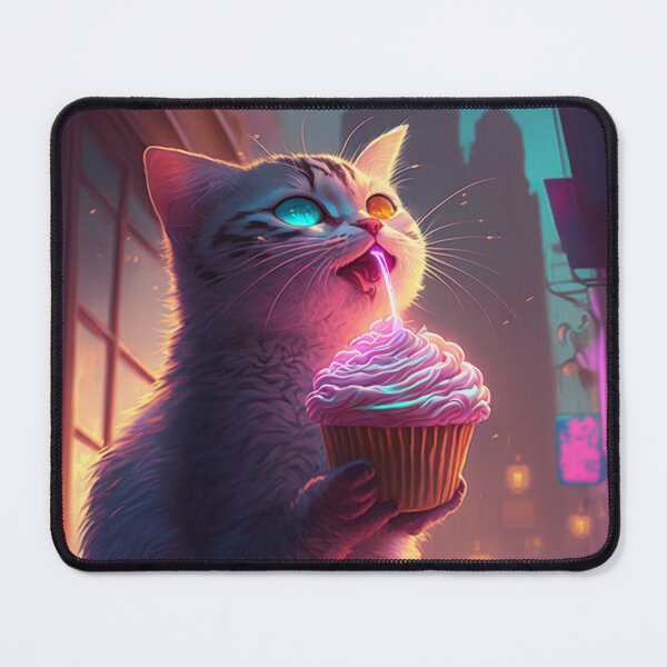 Item preview, Digital art neon design Sweetcat "Mandy" Poster and Canva designed and sold by MedusaAiArt.