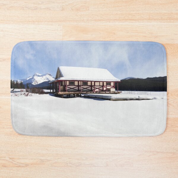 Item preview, Snowy Maligne Lake Boat House designed and sold by rawshutterbug.