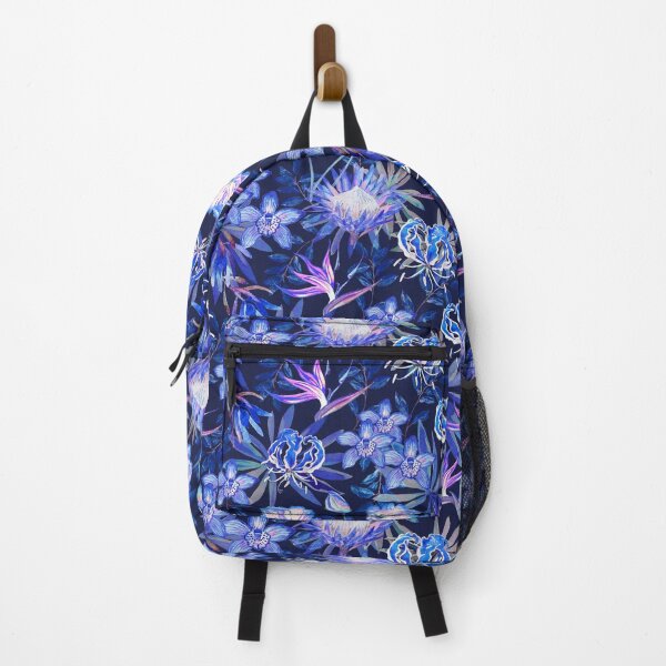 Item preview, Tropical floral blue lilac repeating pattern designed and sold by Leanne Nowell.