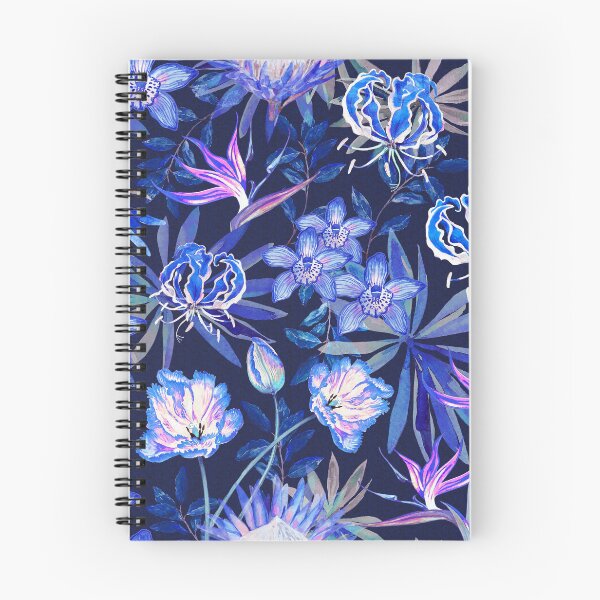 Item preview, Tropical floral blue lilac repeating pattern designed and sold by Leanne  Nowell.