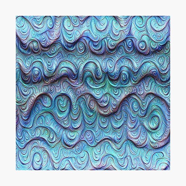 Frozen sea liquid lines and waves #DeepDream Photographic Print