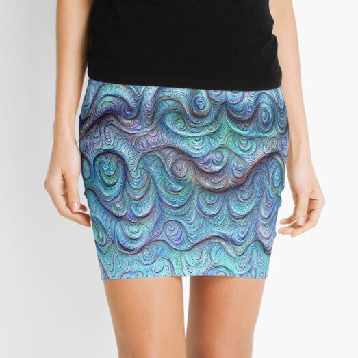 Frozen sea liquid lines and waves #DeepDream Mini Skirt