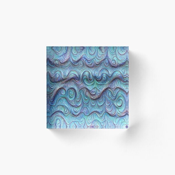 Frozen sea liquid lines and waves #DeepDream Acrylic Block