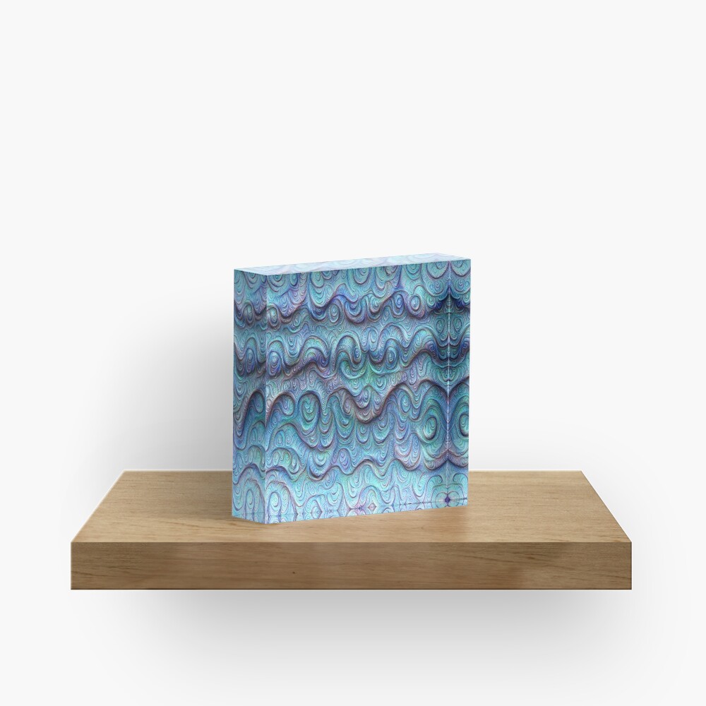 Frozen sea liquid lines and waves #DeepDream Acrylic Block