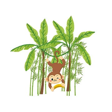 Vorschaubild zum Design Swinging Monkey with Banana in the Jungle von Anyone For Seconds Designs