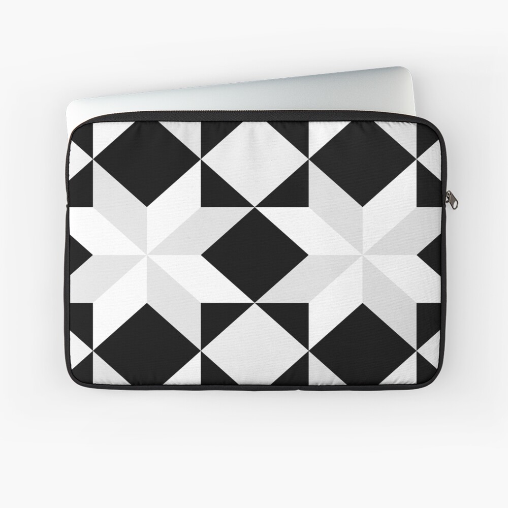 Simple Modern Black and White Geometric Pattern Laptop Sleeve by  BlackStrawberry