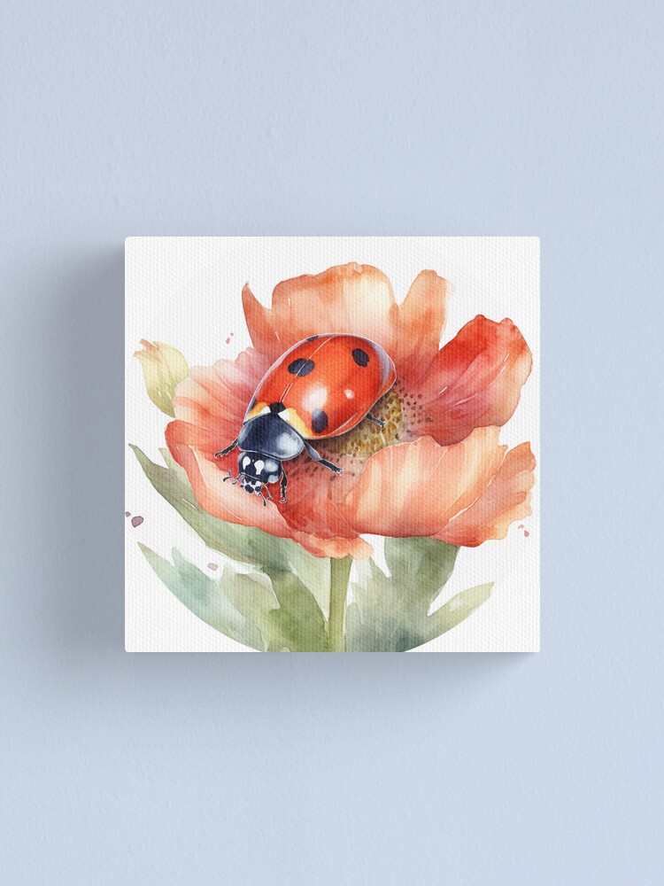 Water color Lady bug on high quality stretched canvas.