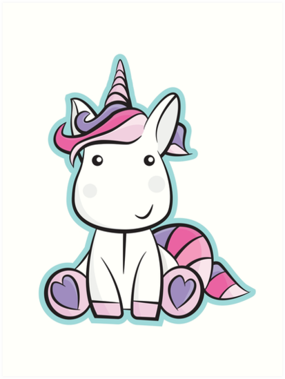 Download "Cute Pink Purple Baby Unicorn" Art Print by RaveRebel ...