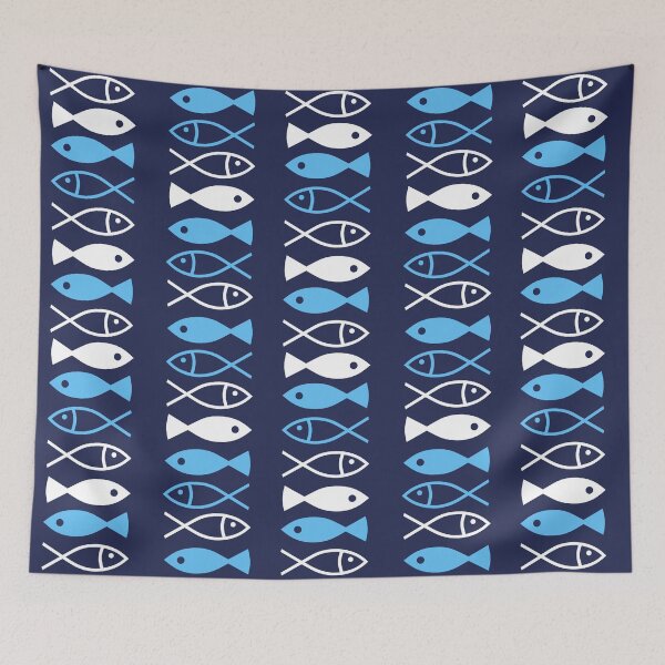 Item preview, Fish - navy and blue designed and sold by LaBelleMaison.