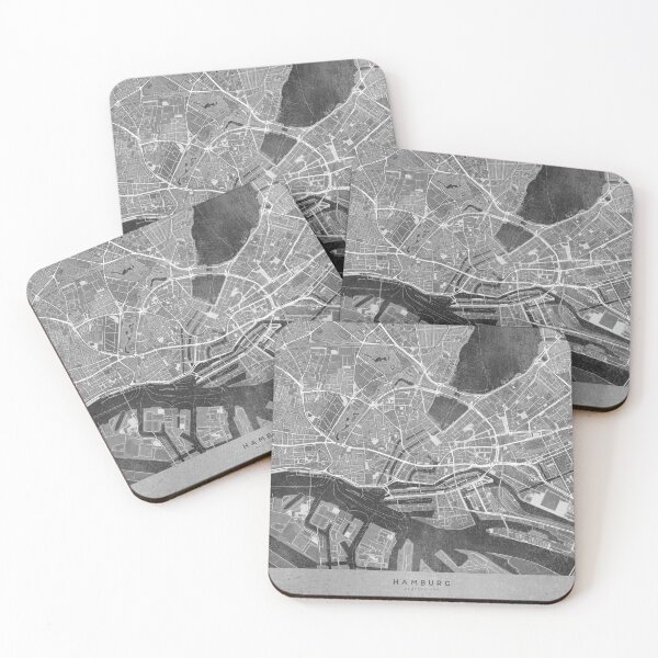 Item preview, Map of Hamburg downtown (Germany) in gray vintage style designed and sold by blursbyai.