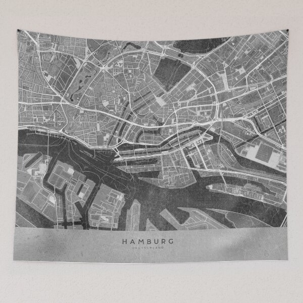 Artikelvorschau, Map of Hamburg downtown (Germany) in gray vintage style entworfen und verkauft von blursbyai.