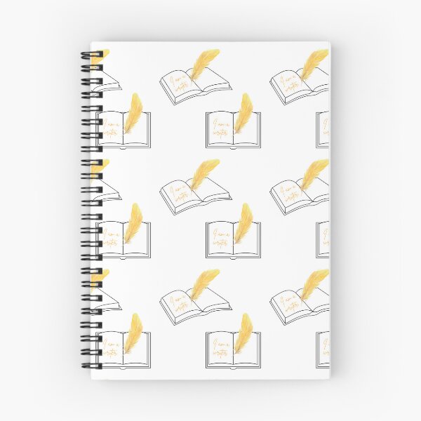 Item preview, Cute yellow feather quill notebook design for writers.  designed and sold by CreativeStrand.