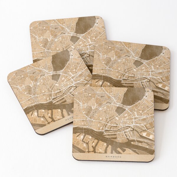 Item preview, Map of Hamburg downtown (Germany) in sepia vintage style designed and sold by blursbyai.