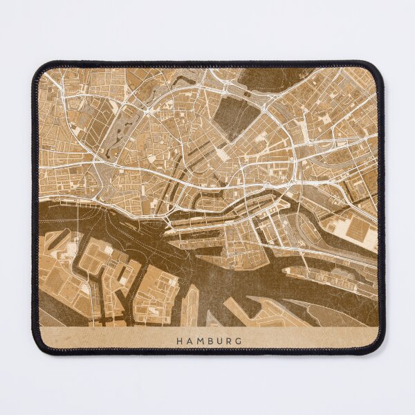 Item preview, Map of Hamburg downtown (Germany) in sepia vintage style designed and sold by blursbyai.
