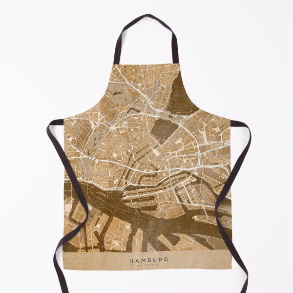 Item preview, Map of Hamburg downtown (Germany) in sepia vintage style designed and sold by blursbyai.