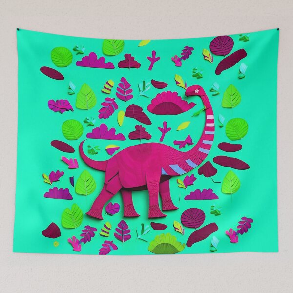Item preview, DIY Brontosaurus in Mint - craft paper style designed and sold by JoanNinjaHen.