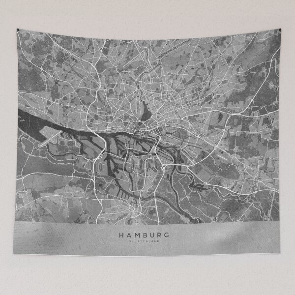 Item preview, Map of Hamburg (Germany) in gray vintage style designed and sold by blursbyai.