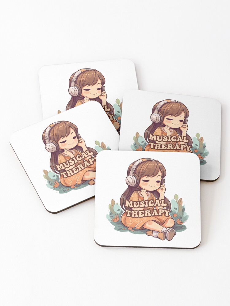 Thumbnail 1 of 5, Coasters (Set of 4), Musical Therapy Designie Sticker designed and sold by Designie-Craze.