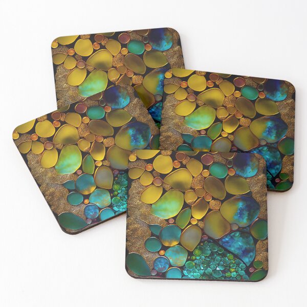 Item preview, Pointillism seaglass golden streams abstract designed and sold by Piotrek0001.
