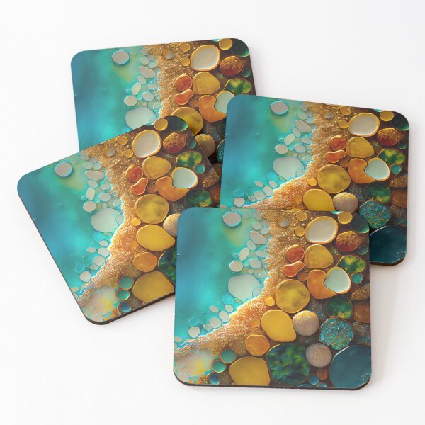 Item preview, Pointillism seaglass golden streams abstract designed and sold by Piotrek0001.