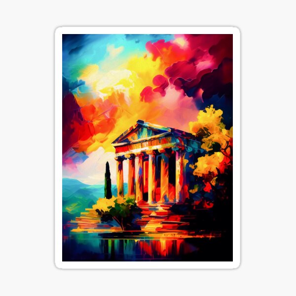 Item preview, Athens Greece Landscape | Palette Knife Oil Digital Painting designed and sold by VividViews.