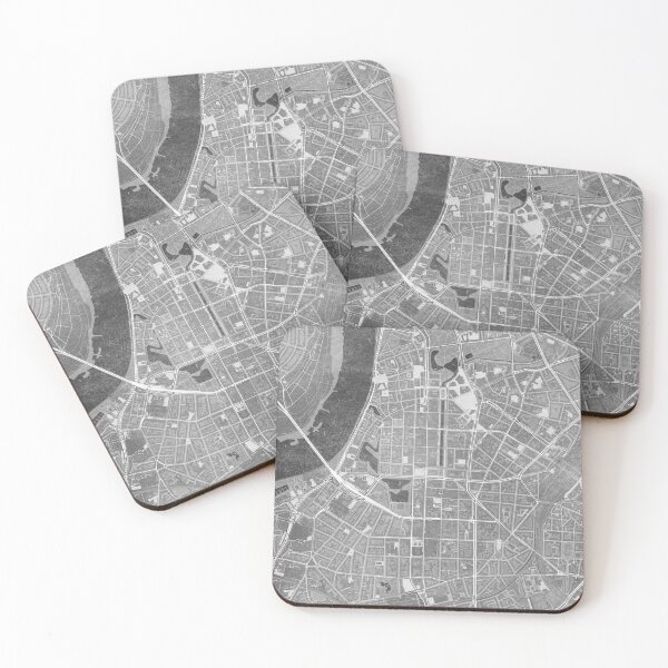 Item preview, Map of Düsseldorf downtown (Germany) in gray vintage style designed and sold by blursbyai.