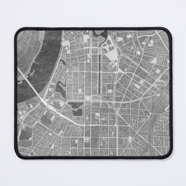 Item preview, Map of Düsseldorf downtown (Germany) in gray vintage style designed and sold by blursbyai.