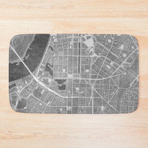 Item preview, Map of Düsseldorf downtown (Germany) in gray vintage style designed and sold by blursbyai.