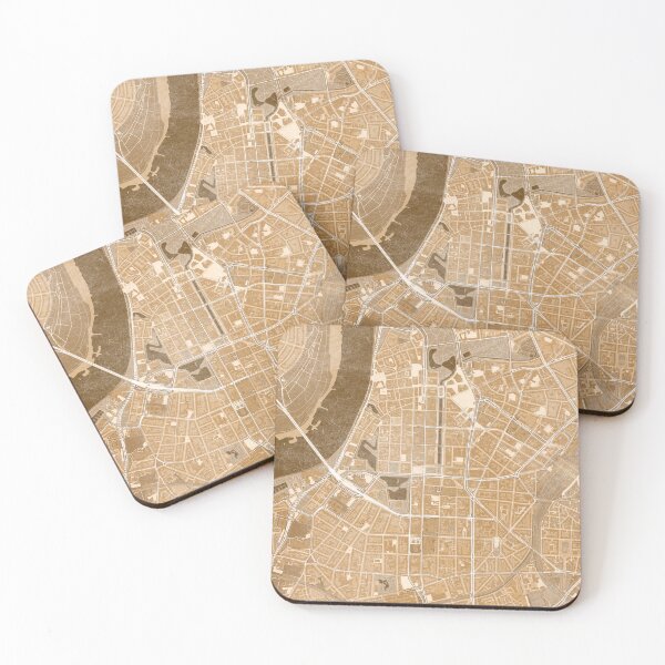 Item preview, Map of Düsseldorf downtown (Germany) in sepia vintage style designed and sold by blursbyai.