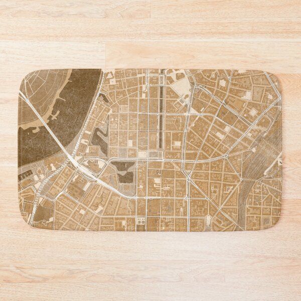 Item preview, Map of Düsseldorf downtown (Germany) in sepia vintage style designed and sold by blursbyai.