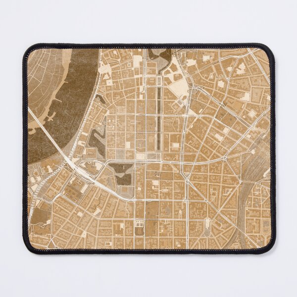 Item preview, Map of Düsseldorf downtown (Germany) in sepia vintage style designed and sold by blursbyai.