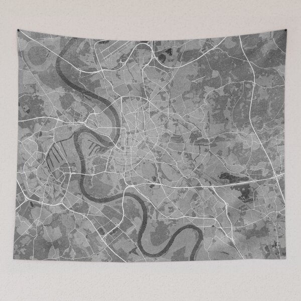 Item preview, Map of Düsseldorf downtown (Germany) in gray vintage style designed and sold by blursbyai.