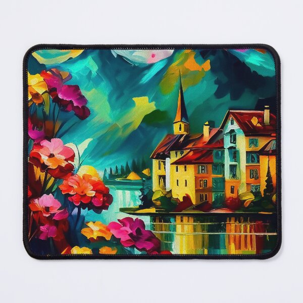 Artikelvorschau, Interlaken Switzerland Landscape | Palette Knife Oil Digital Painting entworfen und verkauft von VividViews.