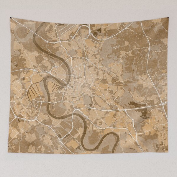 Item preview, Map of Düsseldorf (Germany) in sepia vintage style designed and sold by blursbyai.