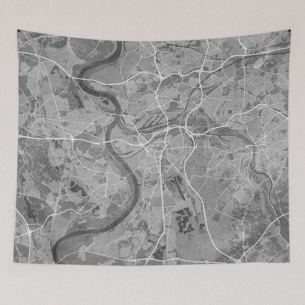 Item preview, Map of Duisburg downtown (Germany) in gray vintage style designed and sold by blursbyai.