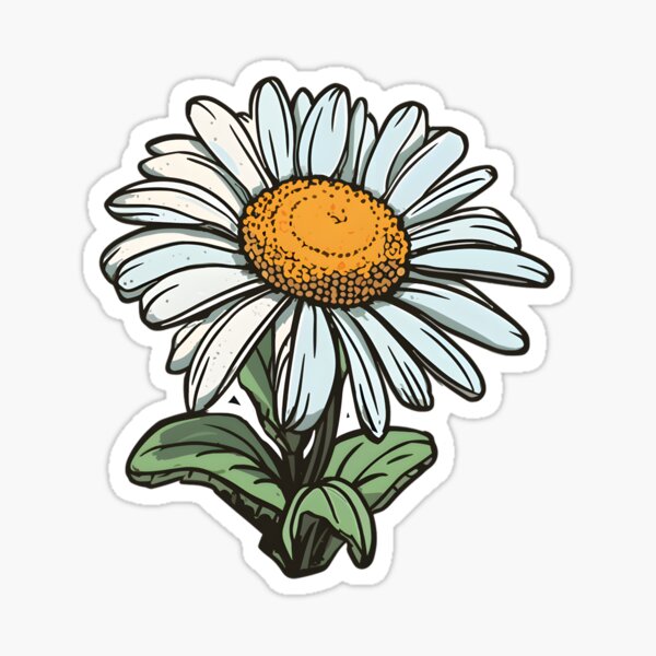 Sticky Dude | White Daisy Sticker Flower , 5 Inches - Yeti Cup Vinyl Waterproof Sticker Daisy Decal Car Laptop Wall Window Bumper Sticker