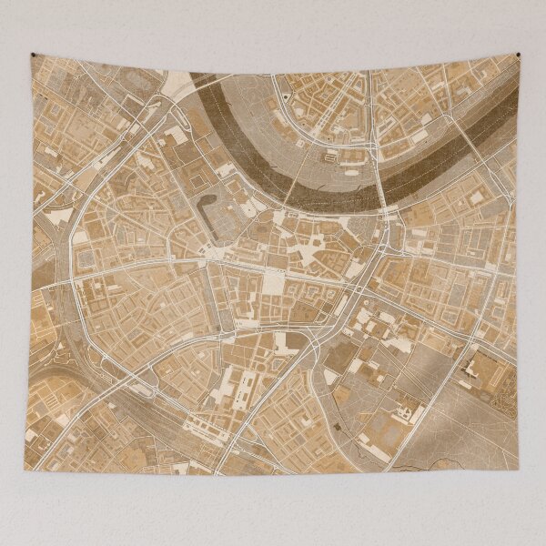 Item preview, Map of Dresden downtown (Germany) in sepia vintage style designed and sold by blursbyai.