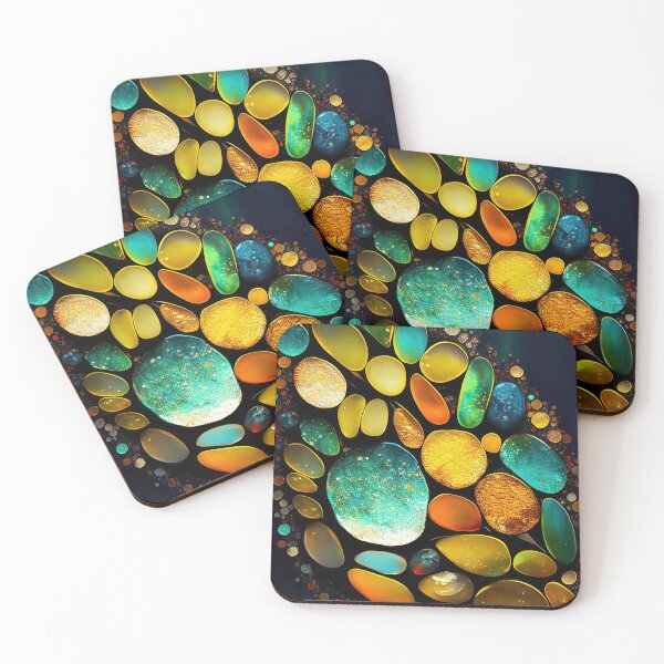 Item preview, Pointillism seaglass golden streams abstract designed and sold by Piotrek0001.
