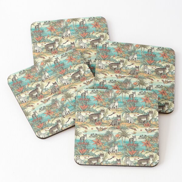 Item preview, Cats on a Tropical Island Tiled Artwork #2 designed and sold by ArcStormDesigns.